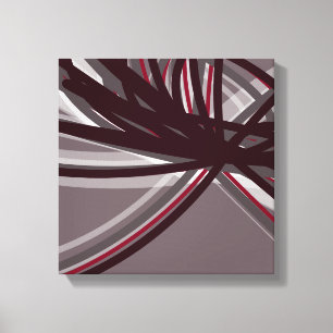 Gray & Burgundy Abstract Ribbons   Shadows & Light Canvas Print