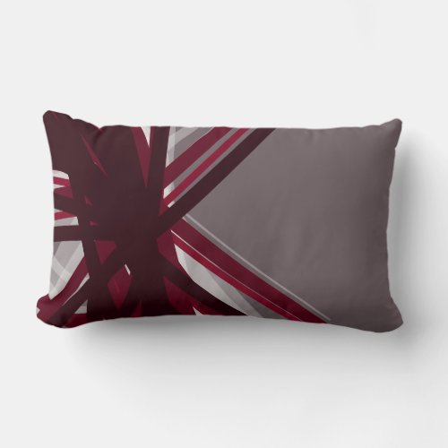 Gray  Burgundy Artistic Abstract Design Lumbar Pillow