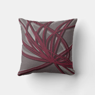 Gray & Burgundy Artistic Abstract Fabric Texture Throw Pillow