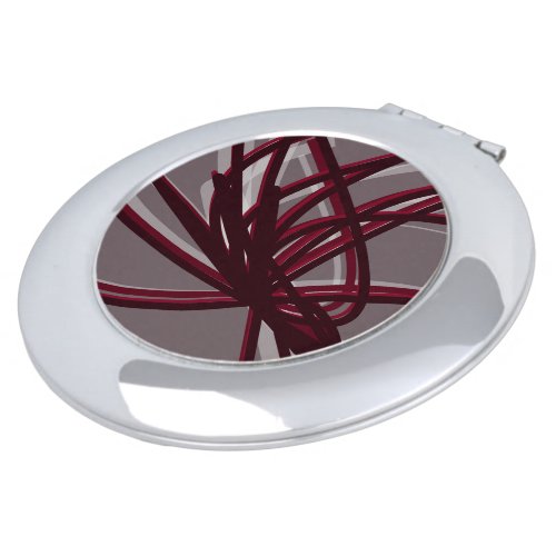 Gray  Burgundy Artistic Abstract Ribbons Compact Mirror