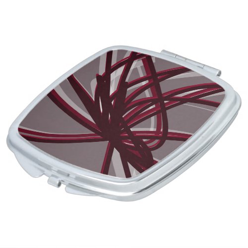 Gray  Burgundy Artistic Abstract Ribbons Square Compact Mirror