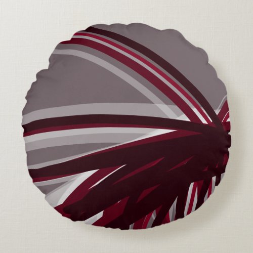 Gray  Burgundy Artistic Ribbons Round Pillow
