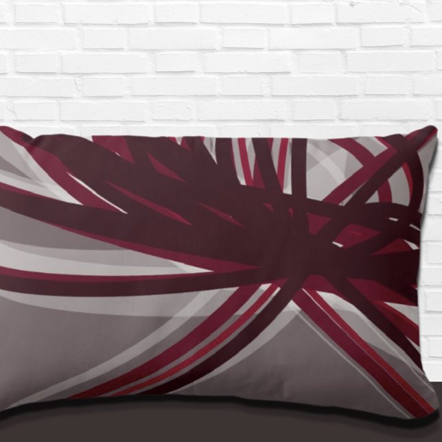 Gray Burgundy Elegant Ribbons Lumbar Pillow (Creator Uploaded)