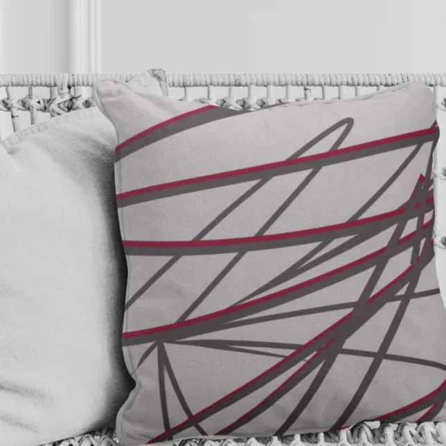 Gray & Burgundy Modern Elegant Abstract Throw Pillow | Zazzle