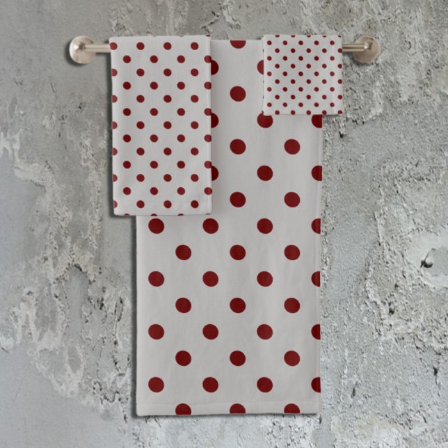 Gray Burgundy Polka Dot Bath Towel Set (Creator Uploaded)