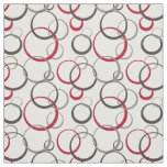 Gray Burgundy Red Rings Modern Geometric Pattern Fabric