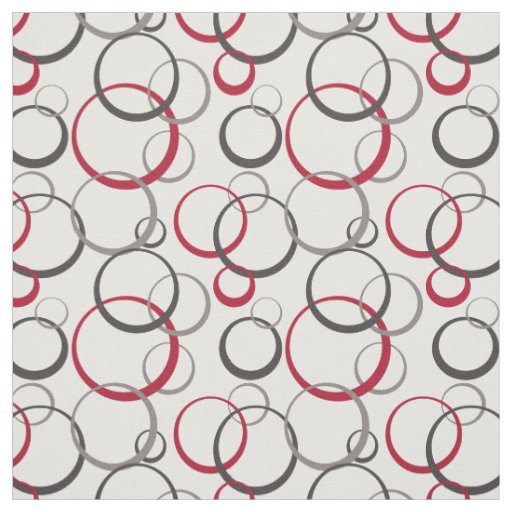 Gray Burgundy Red Rings Modern Geometric Pattern Fabric