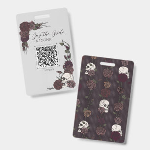Gray & Burgundy Skull Drink Payment Badge