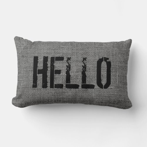 Gray Burlap _ DIY Text  Lumbar Pillow