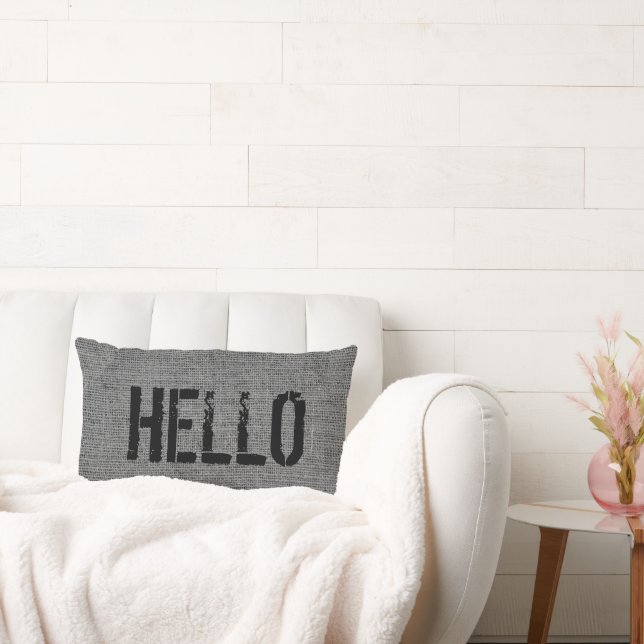 Gray Burlap - DIY Text Lumbar Pillow (Couch)