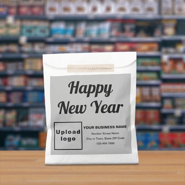 Gray Business Brand, New Year Paper Bag (Gray business brand with New Year greeting on paper bag)