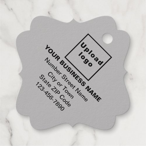 Gray Business Brand on Fancy Square Foil Tag