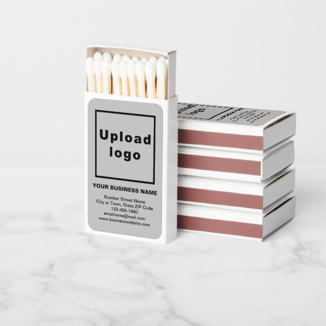 Gray Business Brand on Matchboxes (Stacked)