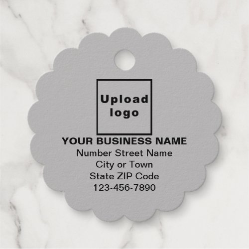 Gray Business Brand on Scalloped Round Shape Foil Favor Tags