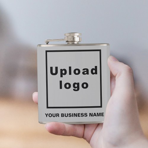 Gray Business Brand on Vinyl Wrapped Flask