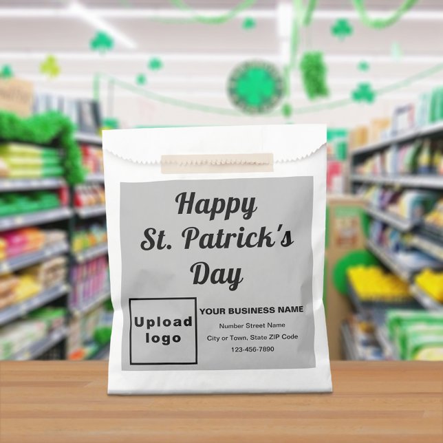 Gray Business Brand, St. Patrick's Day, Paper Bag (Gray business brand with St. Patrick's Day greeting on paper bag)