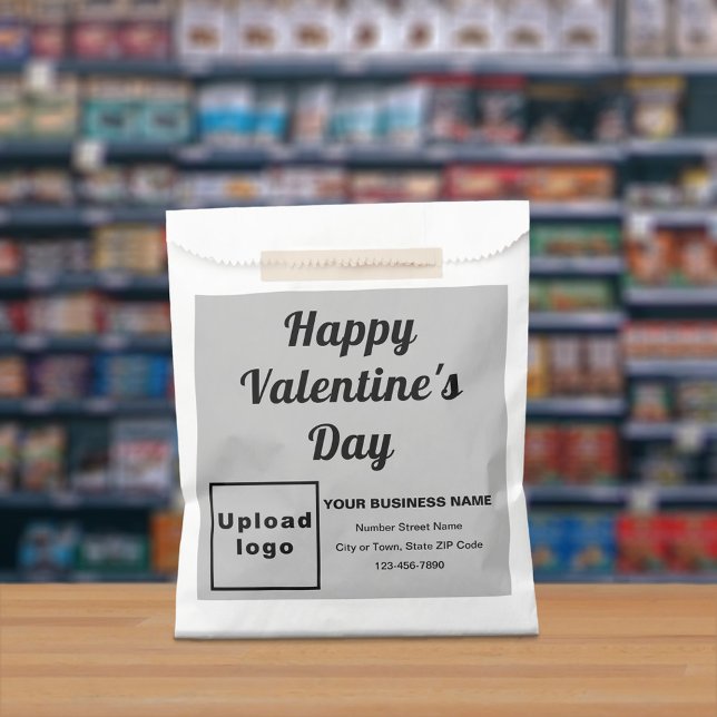 Gray Business Brand; Valentine; Paper Bag (Gray business brand with Valentine greeting on paper bag.)