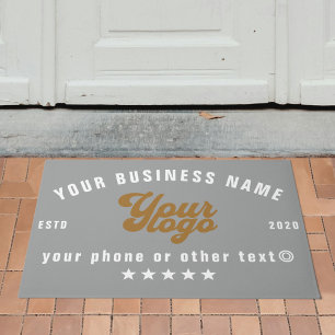 Gray Business logo Company name Branded Doormat