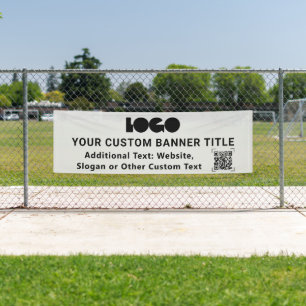 Gray Business Logo Company QR code Outdoor 2,5x8 Banner