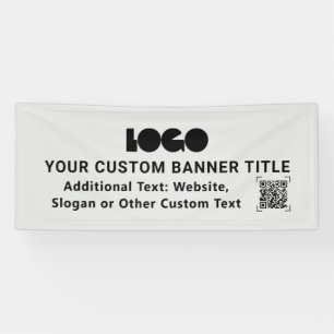 Gray Business Logo Company QR Promo Custom 2,5x6 Banner