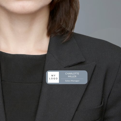 Gray business logo employee modern name tag