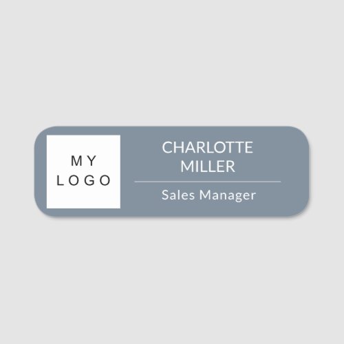 Gray business logo employee modern name tag