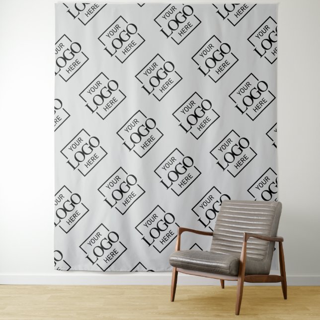 Gray Business Logo Pattern Trade Show Backdrop (In Situ)