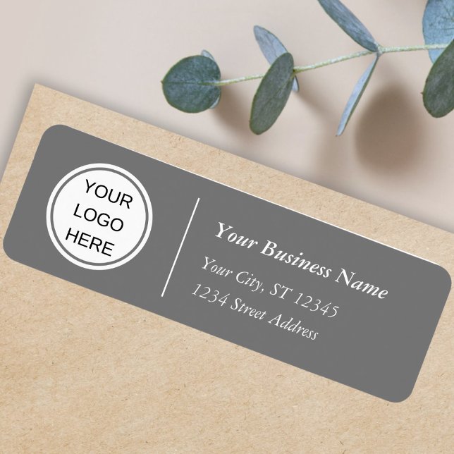 Gray Business Logo Professional Return Address  Label (Creator Uploaded)