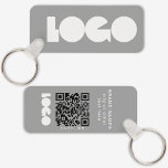 Gray Business Logo & QR Code, Company  Horizontal Keychain<br><div class="desc">Personalized light and waterproof Logo Keychains with a simple minimal design. Add your URL to create QR Code,  logo and text.</div>