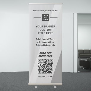Gray Business Logo QR code Company Simple Custom Retractable Banner