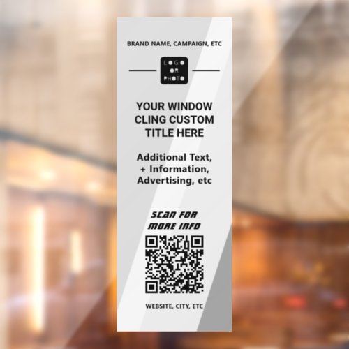 Gray Business Logo QR code Company Simple Custom Window Cling