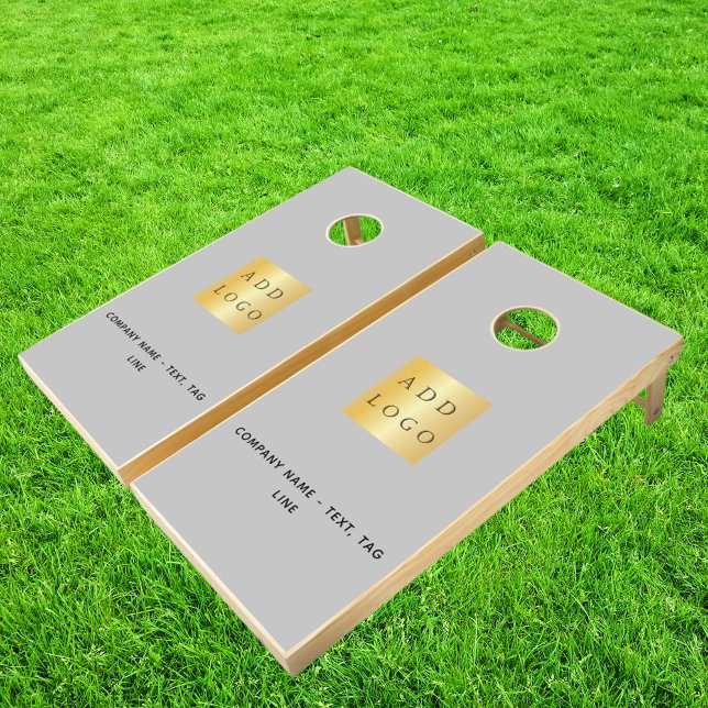 Gray business logo text minimalist cornhole set (Creator Uploaded)