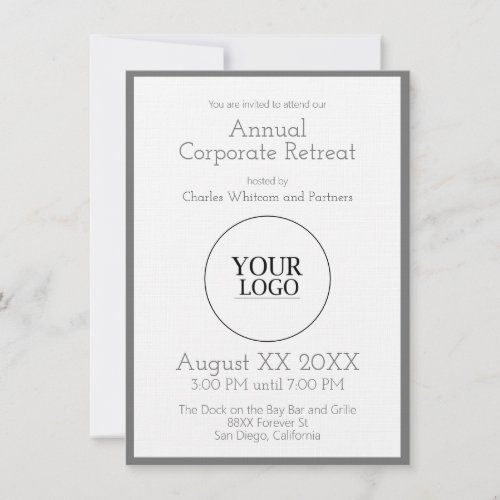 Gray Business or Corporate Event with Custom Logo Invitation