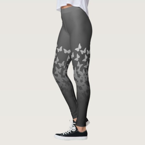 Gray butterflies cute insects steel graphite bugs leggings