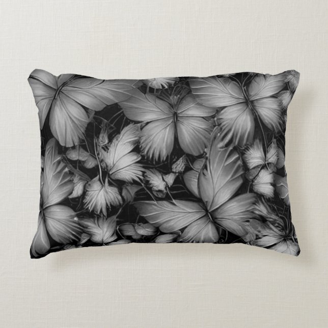 Gray Butterflies Print Accent Pillow (Front)