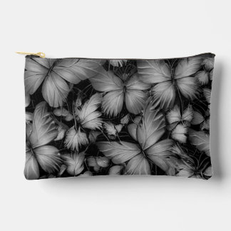 Gray Butterflies Print Accessory Pouch