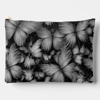 Gray Butterflies Print Accessory Pouch