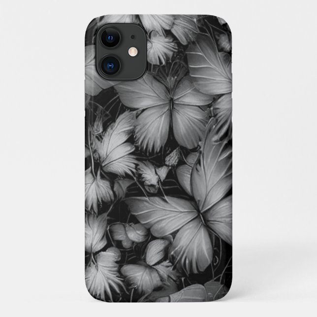 Gray Butterflies Print Case-Mate iPhone Case (Back)