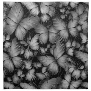 Gray Butterflies Print Cloth Napkin