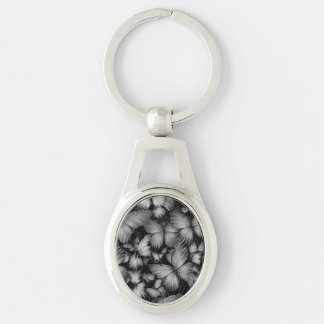 Gray Butterflies Print Keychain