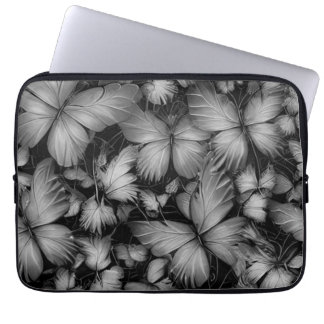 Gray Butterflies Print Laptop Sleeve