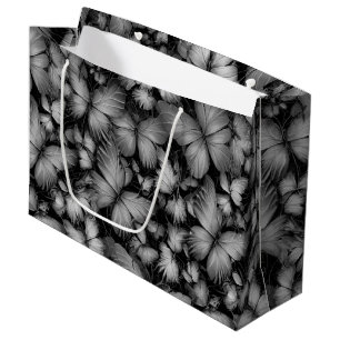 Gray Butterflies Print Large Gift Bag