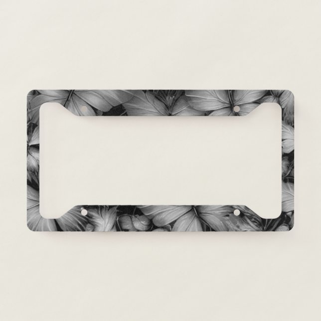 Gray Butterflies Print License Plate Frame (Front)