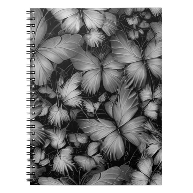Gray Butterflies Print Notebook (Front)