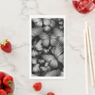 Gray Butterflies Print Paper Guest Towels