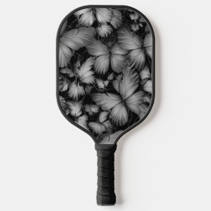 Gray Butterflies Print Pickleball Paddle