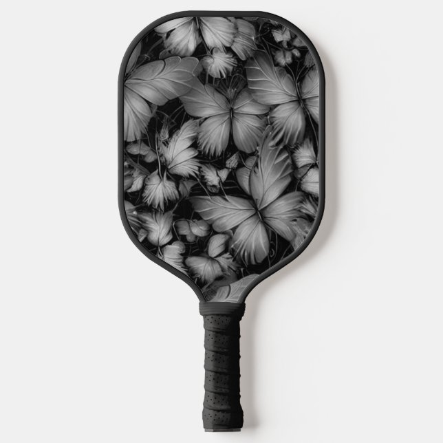 Gray Butterflies Print Pickleball Paddle (Front)