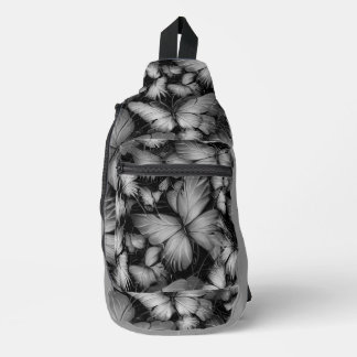 Gray Butterflies Print Sling Bag