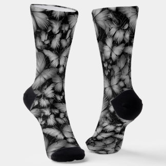 Gray Butterflies Print Socks