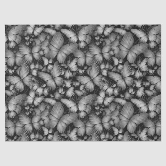 Gray Butterflies Print Tissue Paper (Front)